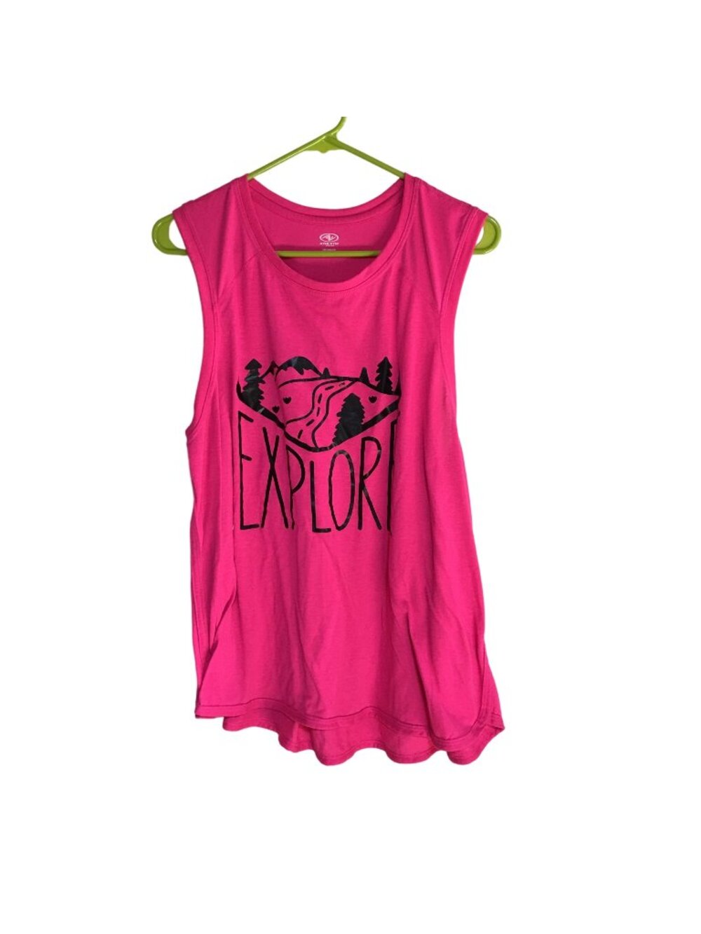 ATHLETIC APPARAL PINK EXPLORE GRAPHIC TANK TOP WOMENS SIZE XXL